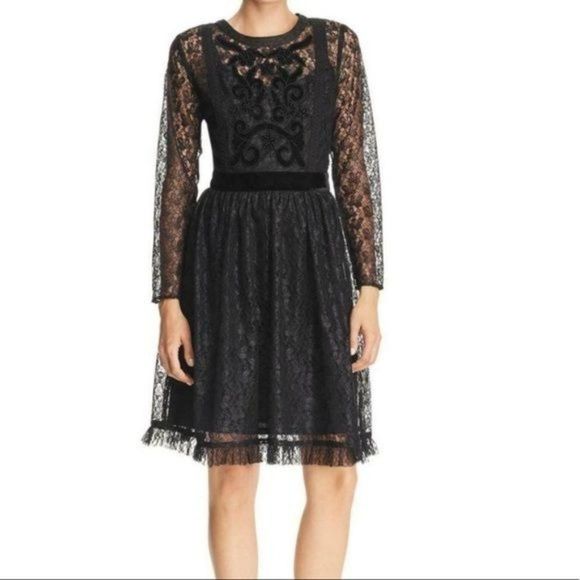 Nanette Lepore Dresses & Skirts - New Nanette Lepore Lace Velvet  Dress Very Black Size 0 NM8F17AC5